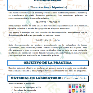 Guión práctica descomposición agua oxigenada casera - física y química (2ºESO/3ºESO/4º ESO/1º BACH)